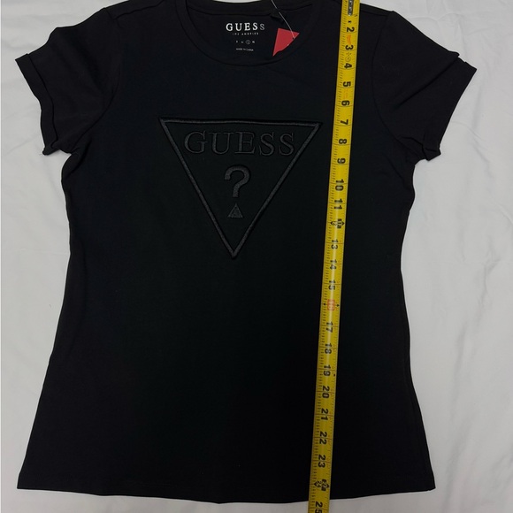 Guess Los Angeles W L Black T-Shirt  Carlee Triangle Tee Front Logo Embroidery - Picture 8 of 9